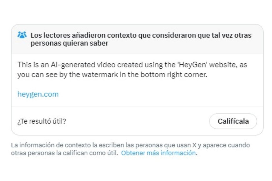 La nota de la comunidad en Twitter.