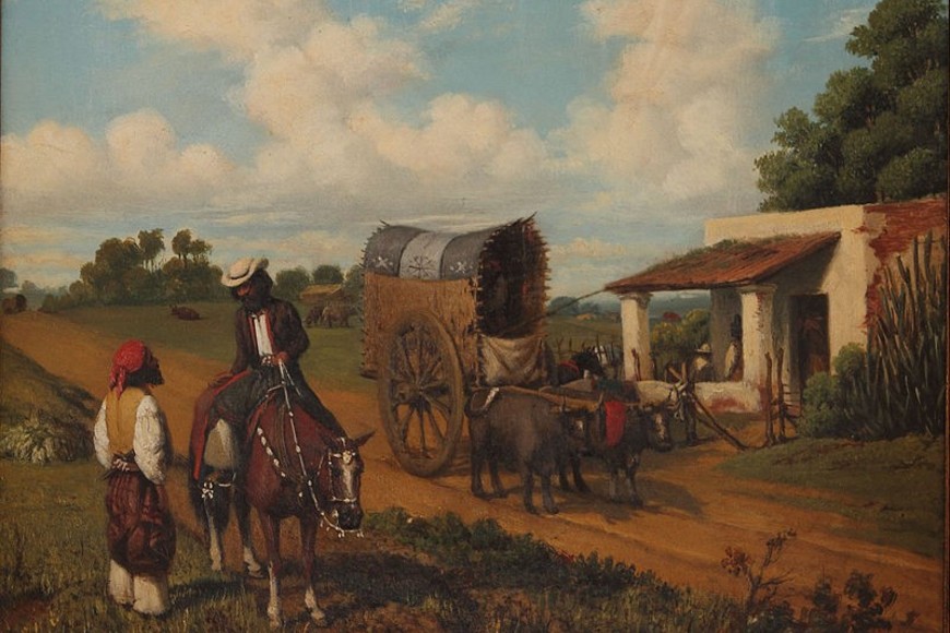 Imagen de "Un alto en la pulpería", escena costumbrista campera pintada por Prilidiano Pueyrredón (1860).