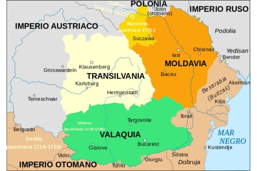 Mapa de Valaquia durante el siglo XIV.