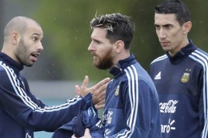 Mascherano, Messi y Di María juntos en la selección mayor.