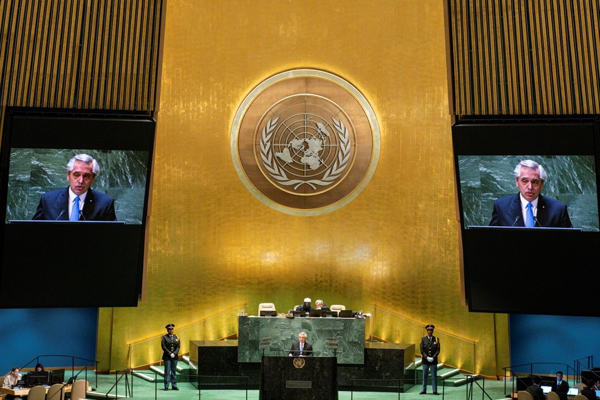 Argentina's president Alberto Fernandez addresses the 78th Session of the U.N. General Assembly in New York City, U.S., September 19, 2023.  REUTERS/Eduardo Munoz