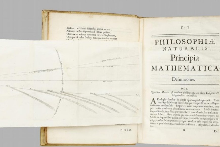 Portada y esquema de la obra de Newton (1642-1727) "Philosophiae naturalis principia mathematica".