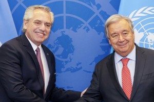 Alberto Fernández junto a António Guterres, secretario General de las Naciones Unidas. Crédito: Presidencia