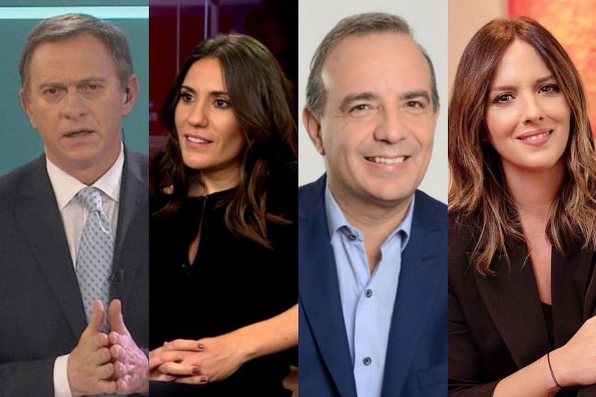 Marcelo Bonelli (Canal 13), Mariana Verón (El Nueve), Sergio Roulier (El Tres TV de Rosario) y Soledad Larghi (América).