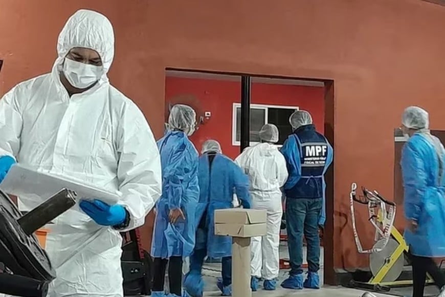 Las pericias en el gimnasio quedaron a cargo del Equipo Científico de Investigaciones Fiscales (ECIF). Crédito: Ministerio Público Fiscal de Tucumán
