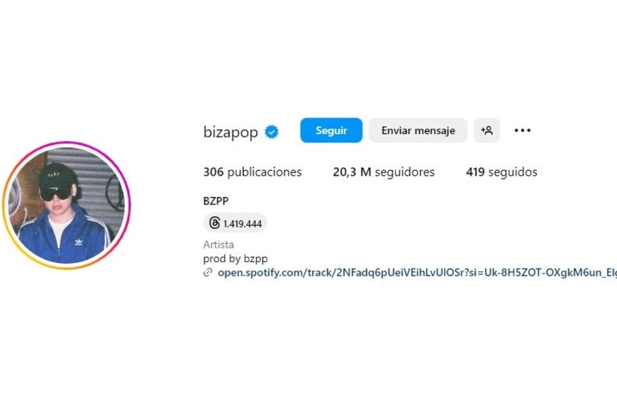 El cambio de perfil de Instagram de Bizarrap.