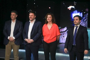 Debate de los candidatos a jefe de Gobierno porteño. Jorge Macri, Leandro Santoro, Vanina Biasi y Ramiro Marra. Crédito: NA