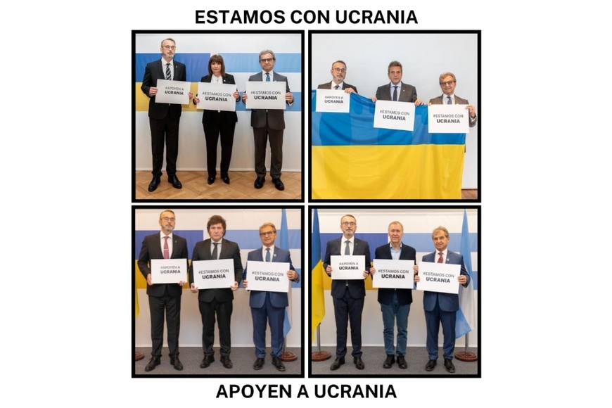 Cuatro de los candidatos a presidente de la Nación en Argentina manifestando el apoyo a Ucrania.