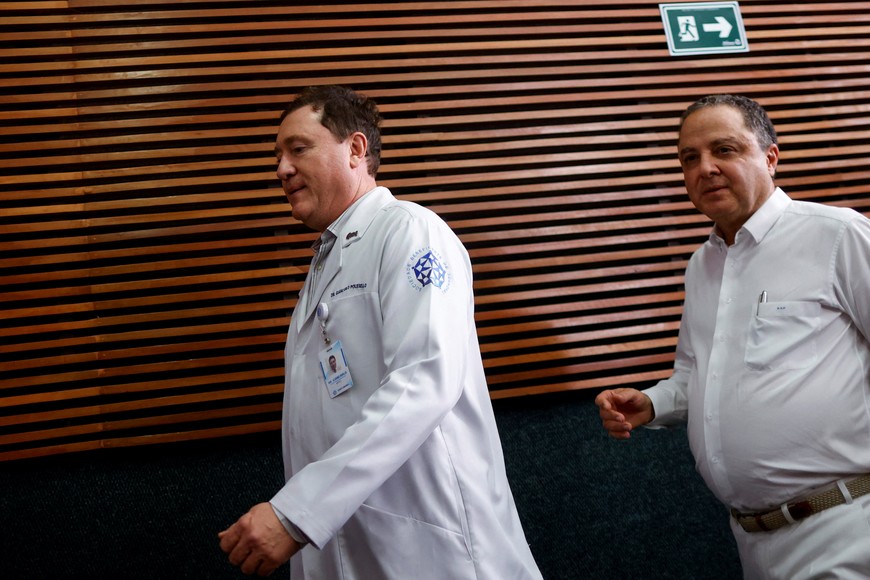 Doctors Giancarlo Polesello and Roberto Kalil of the medical team treating Brazilian President Luiz Inacio Lula da Silva arrive to a news conference following his hip replacement surgery, in Brasilia, Brazil September 29, 2023. REUTERS/Adriano Machado