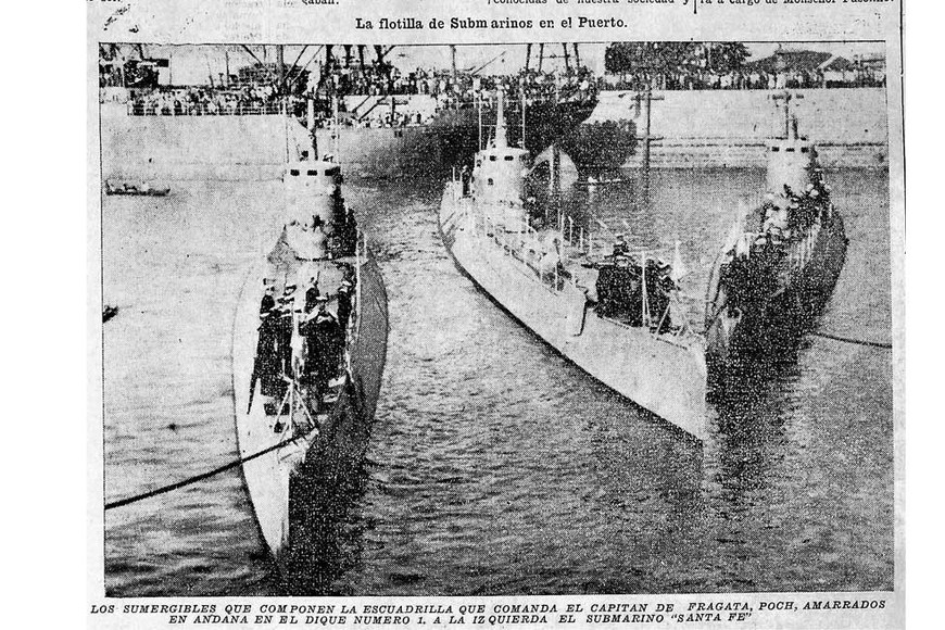 Los submarinos llegaron a la capital santafesina en 1933.