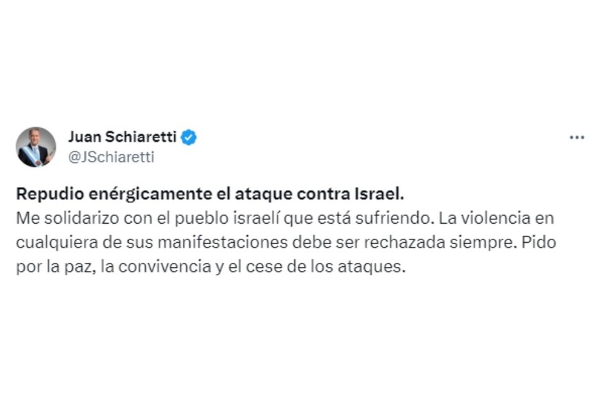 Schiaretti marcó su solidaridad con Israel y remarcó su ambición de llevar adelanta las “propuestas federales” como presidenciable.