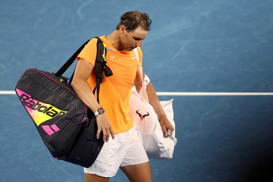 FILE PHOTO: Tennis - Australian Open - Melbourne Park, Melbourne, Australia - January 18, 2023
Spain's Rafael Nadal looks dejected after losing his second round match against Mackenzie Mcdonald of the U.S. REUTERS/Hannah Mckay/File Photo