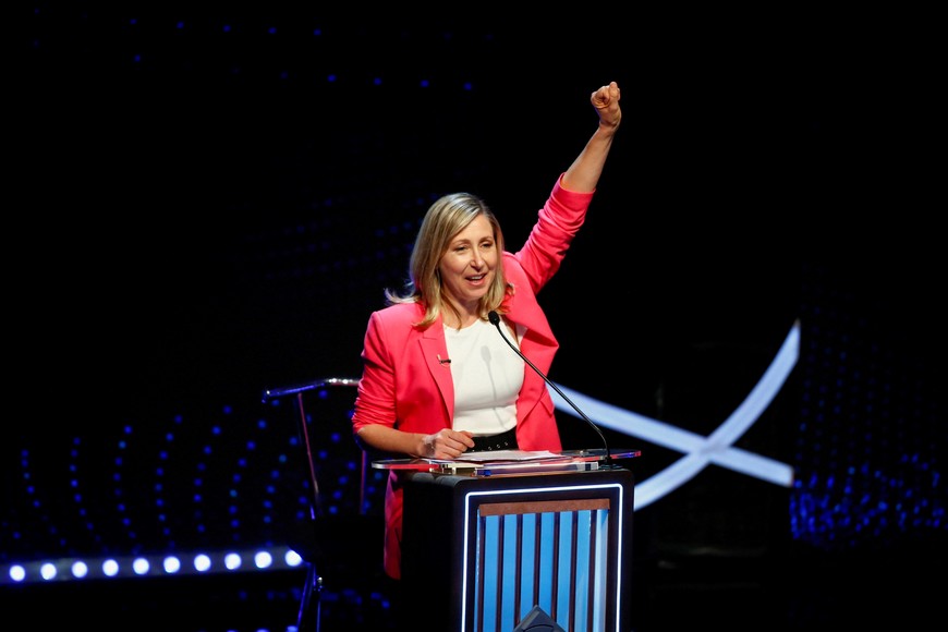 Argentine presidential candidate Myriam Bregman of the left-wing coalition attends the presidential debate ahead of the October 22 general elections, at the University of Buenos Aires' Law School, Argentina October 8, 2023. REUTERS/Agustin Marcarian/Pool