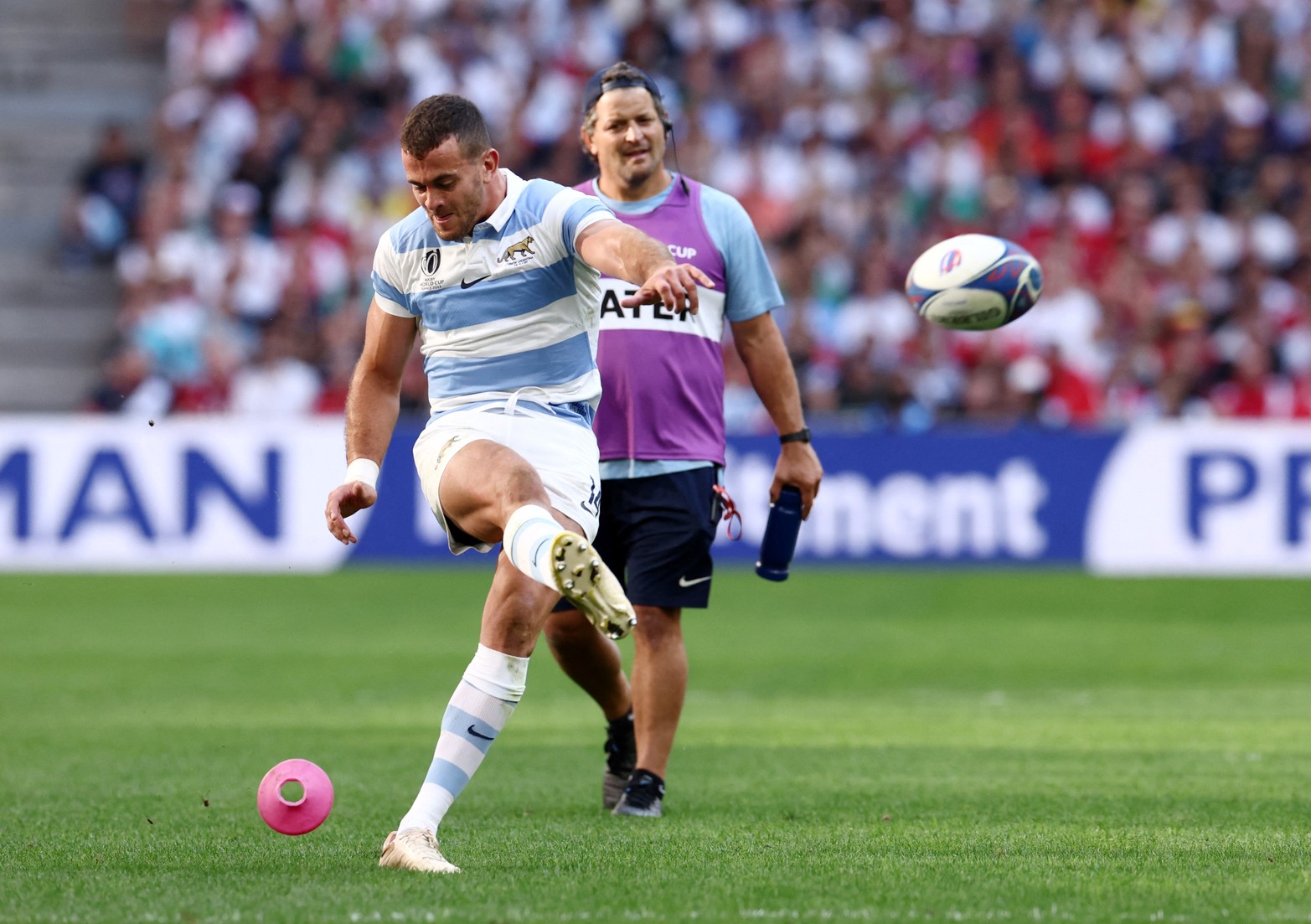 Copa Mundial de Rugby 2023 - Cuartos de final - Gales contra Argentina - Velódromo Orange, Marsella, Francia. El argentino Emiliano Boffelli pierde un penalti.