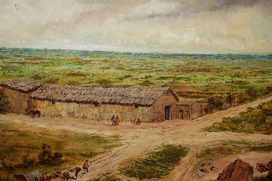 Esta es otra de las obras del renombrado artista plástico Juan Arancio, en la que recrea en forma detallada y sutil los primeros años de Santa Fe. No en vano se lo ha llamado "El poeta de la imagen".