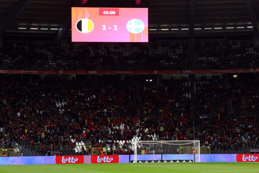 Soccer Football - Euro 2024 Qualifier - Group F - Belgium v Sweden - King Baudouin Stadium, Brussels, Belgium - October 16, 2023
General view inside the stadium as play is suspended after a shooting in Brussels REUTERS/Yves Herman