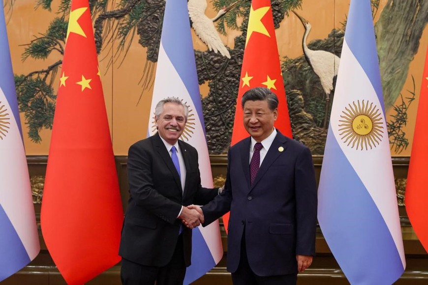 Alberto Fernández, presidente de Argentina, junto a su par de China, Xi Jinping. Crédito: Presidencia