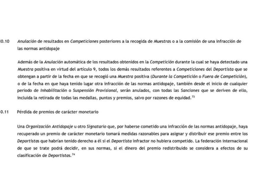 Artículo 10 del Código Mundial Antidopaje.