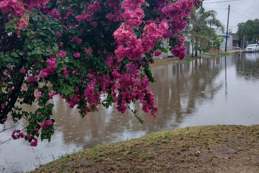 ESQUINA ANEGADA. Sarmiento y Castelli fue una de las intersecciones del barrio con más acumulación de agua. Crédito: Gentileza.