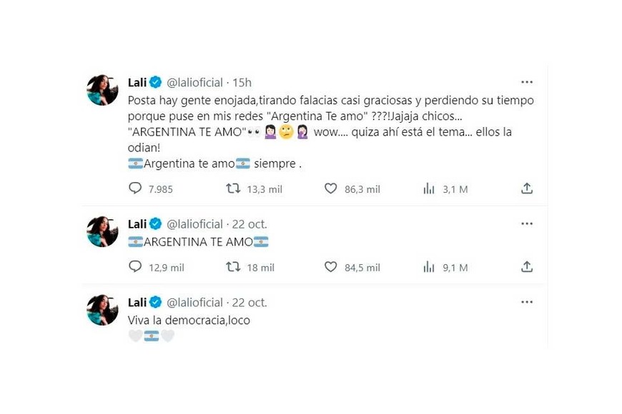 Los posteos en redes de Lali.