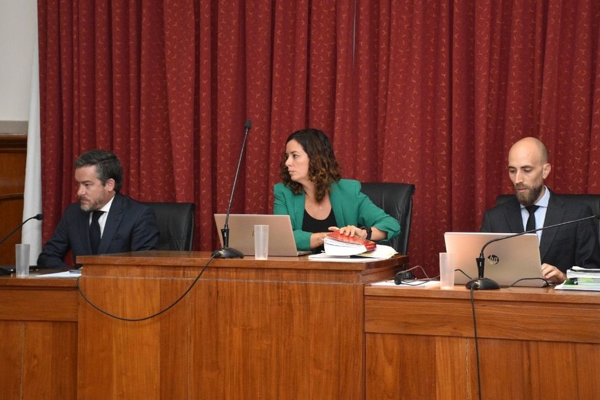El tribunal que juzgó a Ruffino y Kaipl estuvo conformado por los jueces Sebastián Szeifert, Celeste Minniti y Pablo Spekuljak. Crédito: Archivo/Flavio Raina.