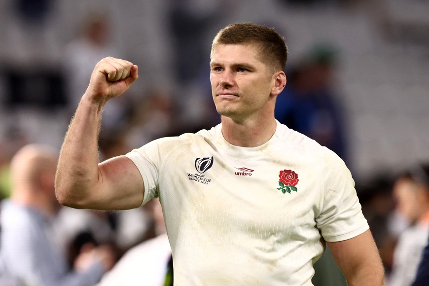 Rugby Union - Rugby World Cup 2023 - Quarter Final - England v Fiji - Orange Velodrome, Marseille, France - October 15, 2023
England's Owen Farrell celebrates after the match REUTERS/Stephanie Lecocq