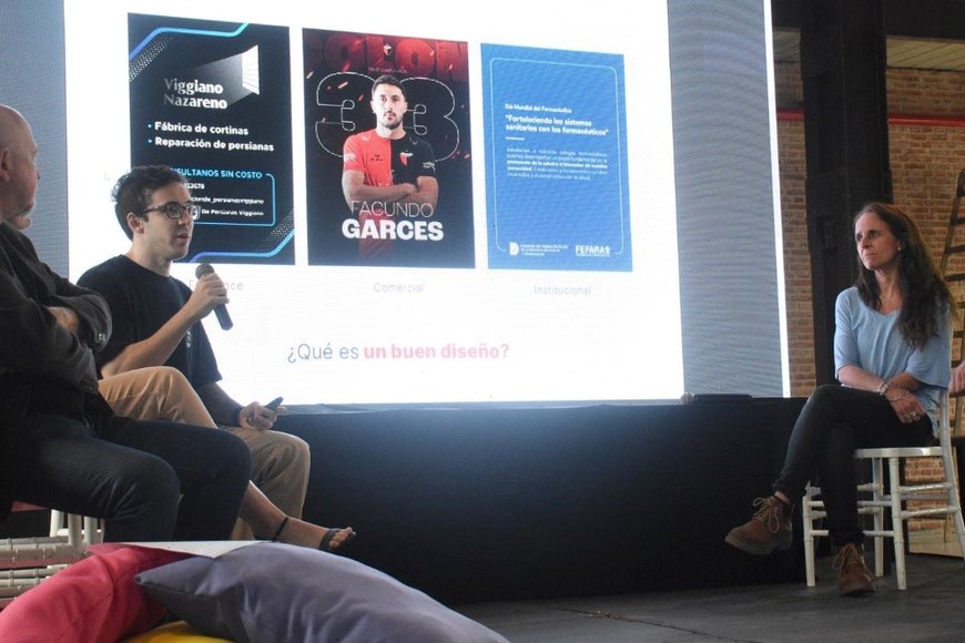 Martín Somaglia junto a Ana Catella, representantes de Arcadia y El Litoral. Crédito: Pablo Aguirre.