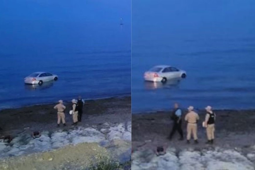 El auto saltó el cambio, adquirió velocidad y terminó sumergiéndose en el mar.