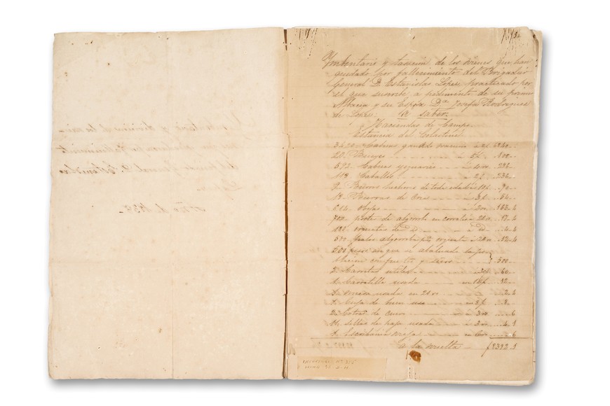 Primera página del inventario de la estancia del Colastiné, levantado luego de la muerte de López, revelador documento conservado en el Museo Histórico Provincial. José G. Vittori