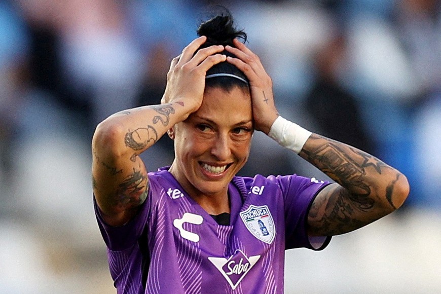 Soccer Football - Liga MX Femenil - Pachuca v Pumas UNAM - Estadio Hidalgo, Pachucha, Mexico - September 10, 2023
Pachuca's Jennifer Hermoso reacts. The head of the Spanish soccer federation, Luis Rubiales, resigned from his post today after he gave her an unsolicited kiss during World Cup celebrations. REUTERS/Luis Cortes     TPX IMAGES OF THE DAY