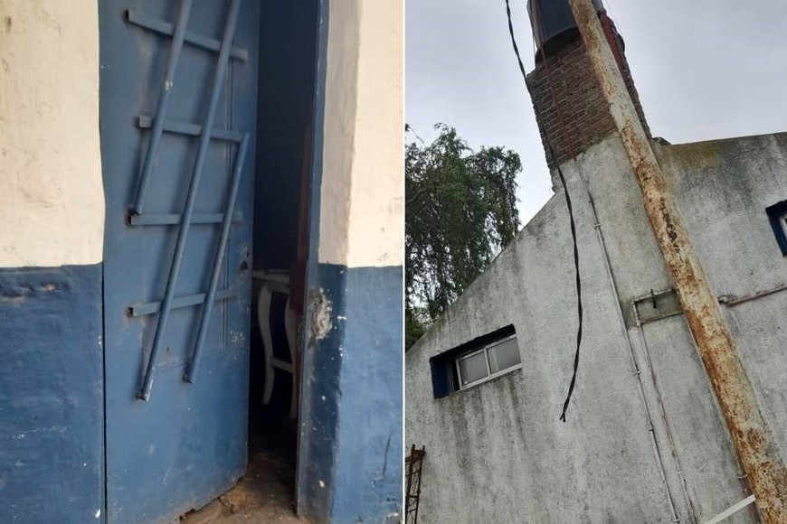 La abertura del bar fue violentada y se llevaron mercadería, cerca de allí una de las columnas quedó con un cable colgando.