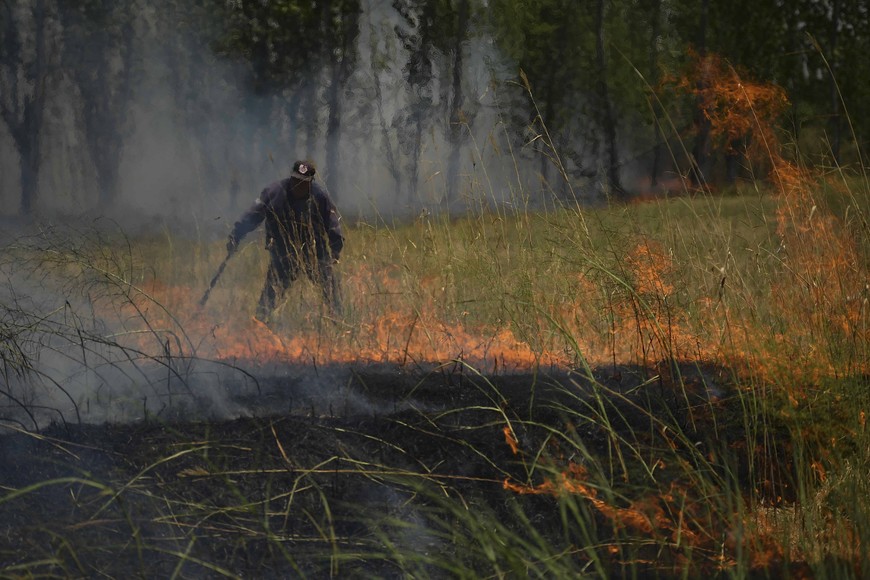 El combate del fuego en Mendoza. Crédito: Ramiro Gómez / Télam