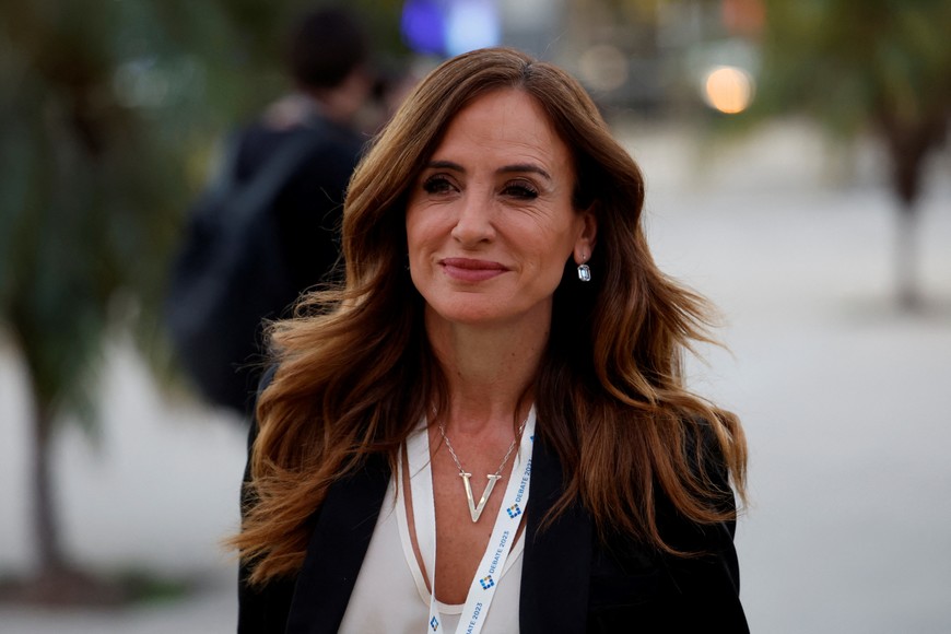 Victoria Tolosa Paz Minister of Social Development arrives for the presidential debate ahead of the general elections, in Santiago del Estero, Argentina October 1, 2023. Tomas Cuesta/Pool via REUTERS