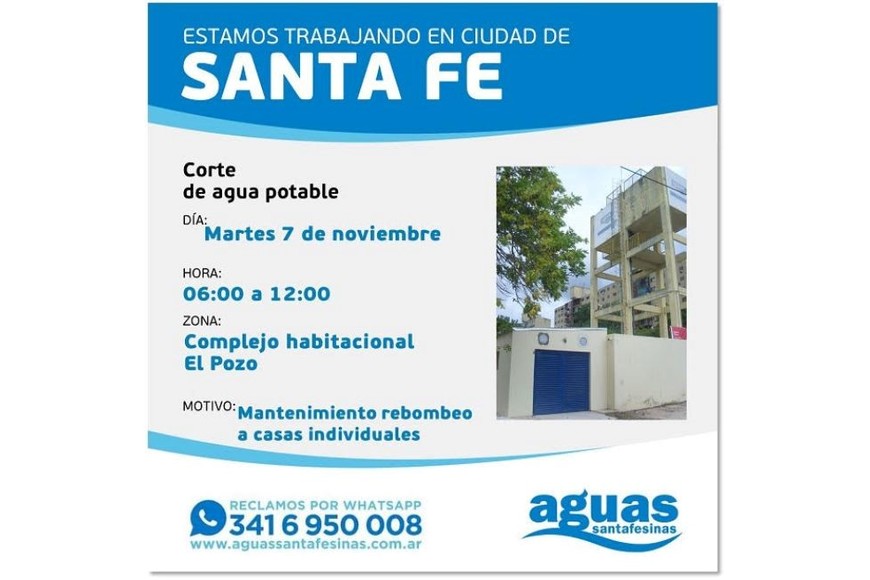 Aguas Santafesinas anuncia el corte