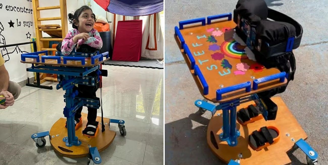Orgullo santafesino: estudiantes fabricaron un dispositivo para que una nena pueda mantenerse en pie