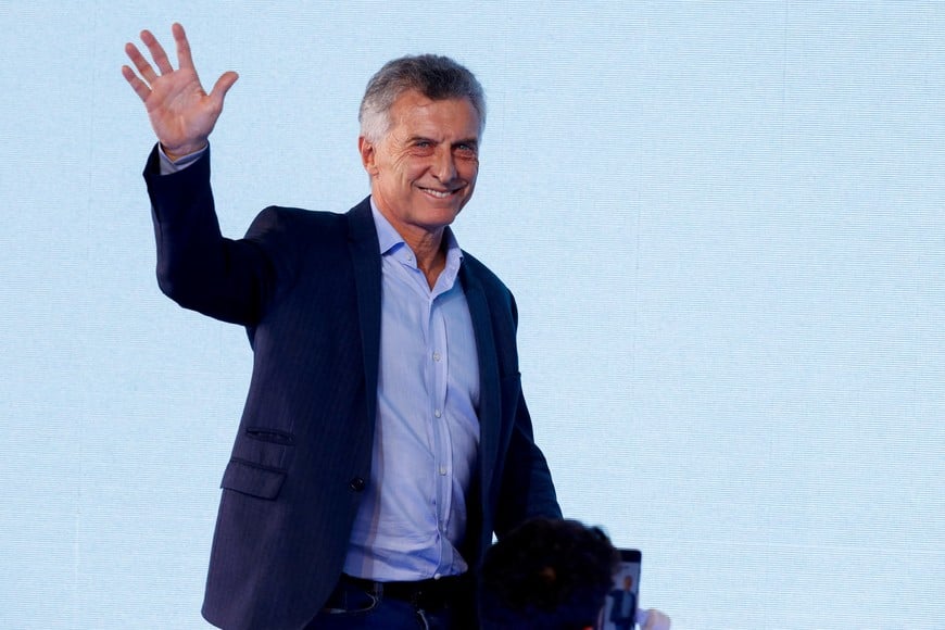 Former President of Argentina Mauricio Macri reacts on stage during a primary election night event, in Buenos Aires, Argentina August 13, 2023. REUTERS/Agustin Marcarian