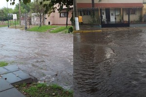 Apenas unos minutos después del fenómeno comenzaron circular imágenes de sectores inundados en distintos puntos de la capital provincial.