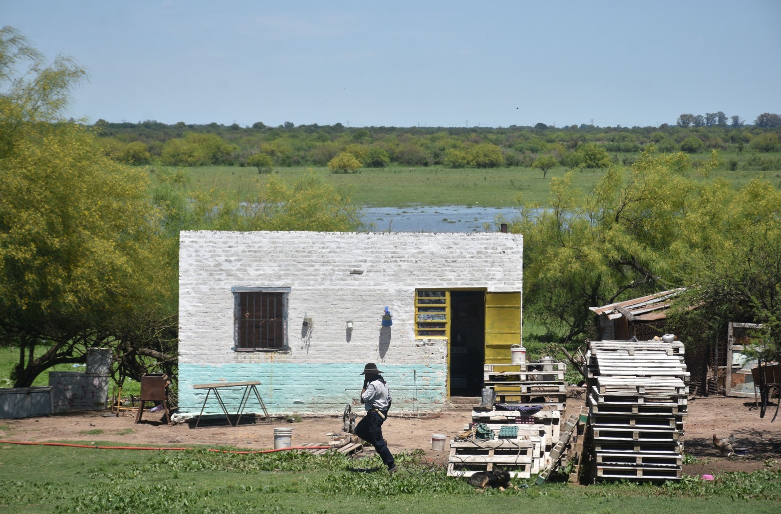 Salió apurado el gaucho. La crecida del río Salado comienza a traer complicaciones en la región. 
