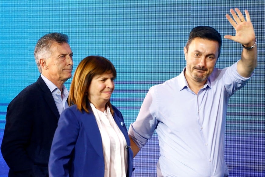 Macri, Bullrich y Petri. La fórmula presidencial de JxC desembarca en el gobierno de Milei.