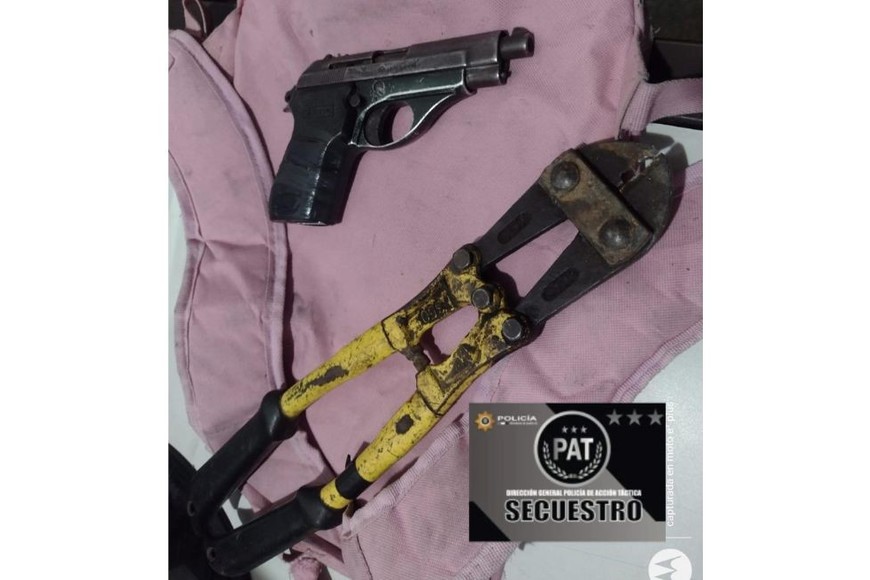 Además de las armas de fuego también se secuestró una pinza del tipo "corta-candados".