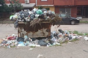 Contenedores de residuos colapsados en Las Flores. Gentileza.