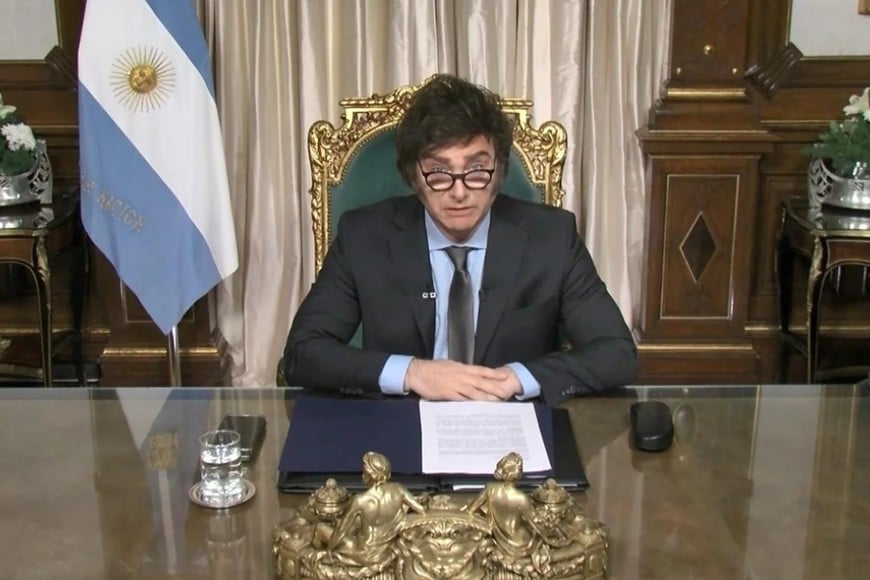 Javier Milei en su última aparición de 2023.