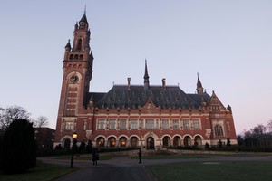 A general view of the International Court of Justice (ICJ) on the day of the trial to hear a request for emergency measures by South Africa, who asked the court to order Israel to stop its military actions in Gaza and to desist from what South Africa says are genocidal acts committed against Palestinians during the war with Hamas in Gaza, in The Hague, Netherlands, January 11, 2024. REUTERS/Thilo Schmuelgen