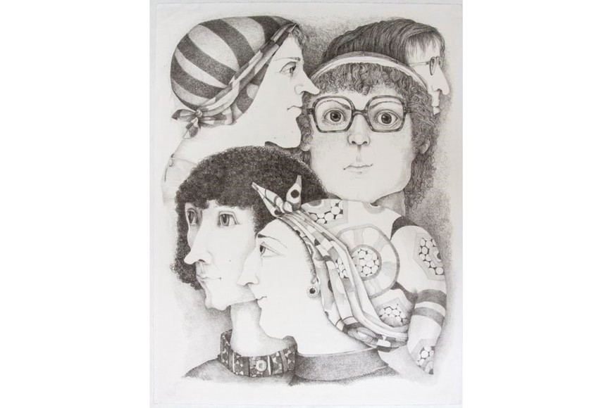 Aída Carballo: “Vecinas del sur” (1977), litografía.