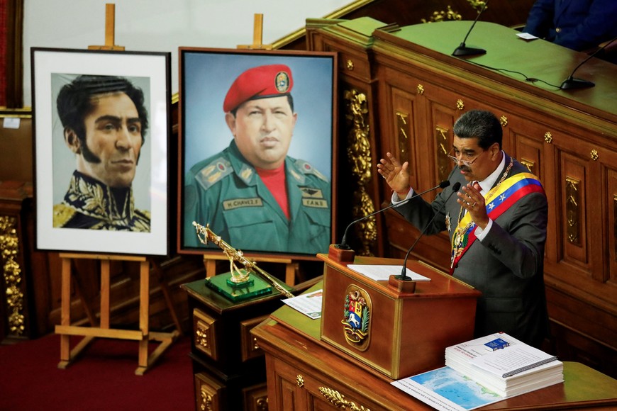 Venezuela's President Nicolas Maduro delivers his annual address to the nation at the National Assembly, in Caracas, Venezuela , January 15, 2024. REUTERS/Leonardo Fernandez Viloria