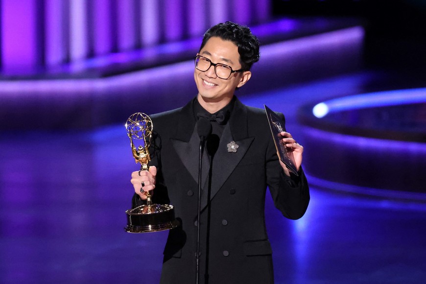 Lee Sung Jin accepts the award for Writing for a Limited/Anthology Series or Movie for