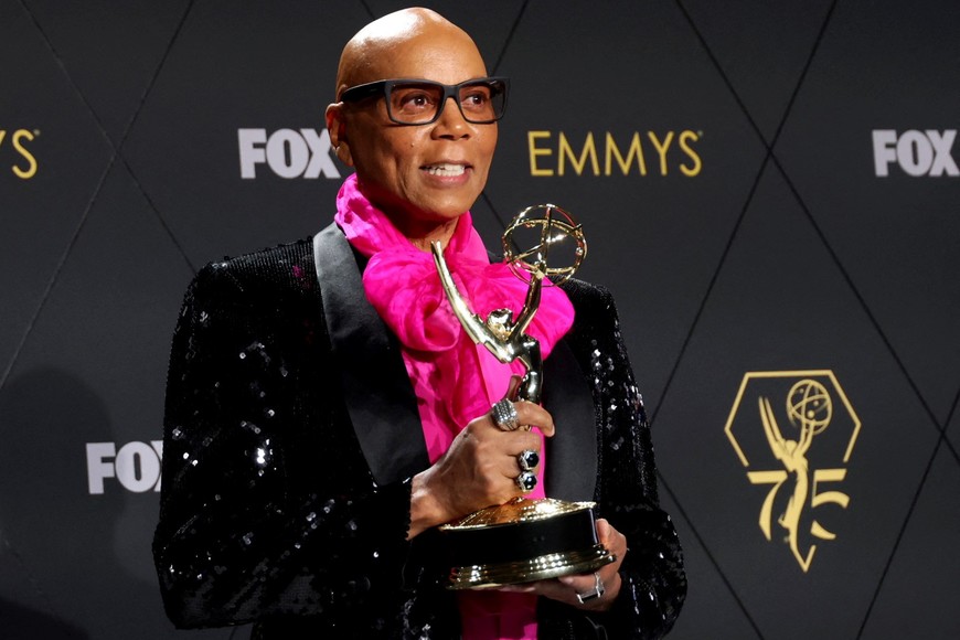 RuPaul poses with the Outstanding Reality Competition Program award for "RuPaul's Drag Race" at the 75th Primetime Emmy Awards in Los Angeles, California, U.S., January 15, 2024. REUTERS/Aude Guerrucci