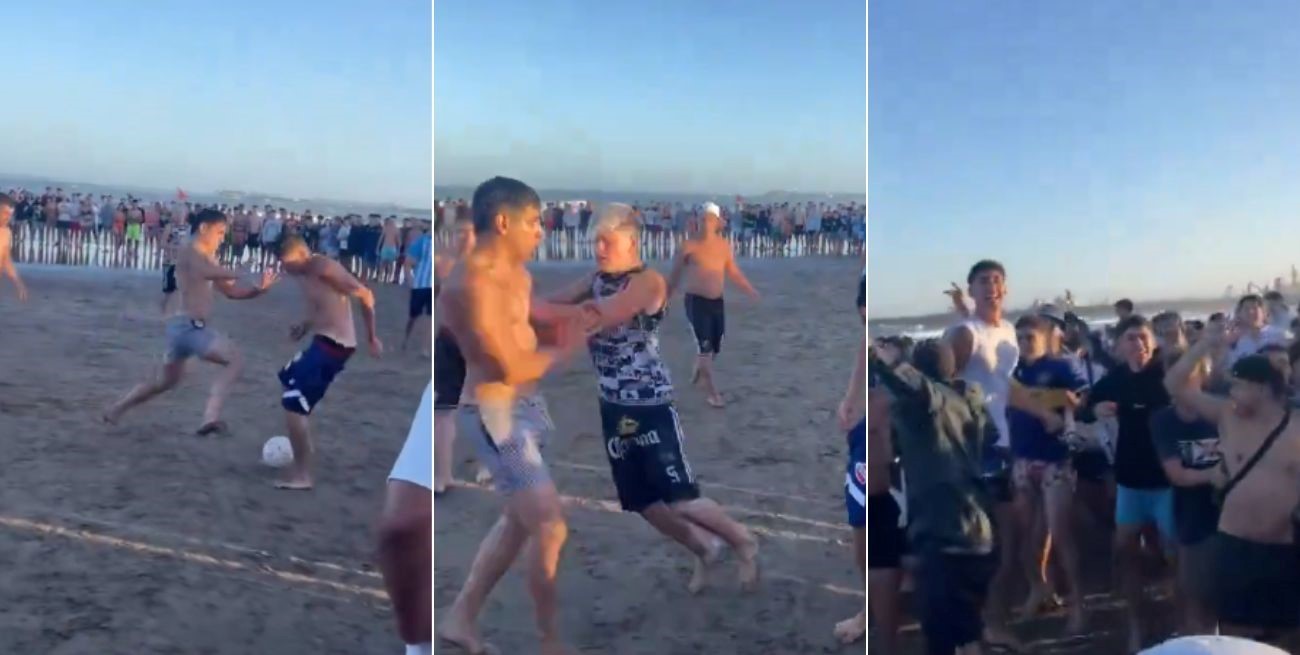 En Mar del Plata se armó un "picado" con hinchada, cánticos de cancha y hasta una pelea