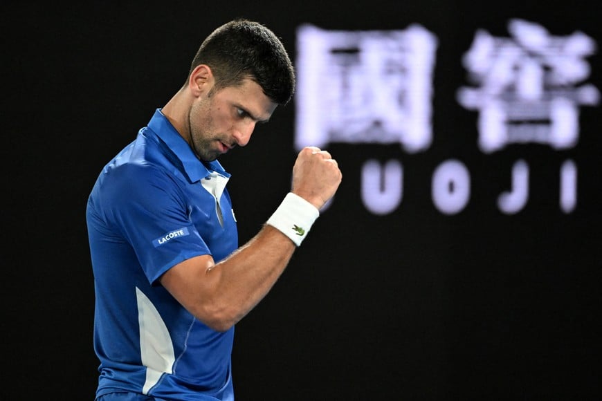 Tennis - Australian Open - Melbourne Park, Melbourne, Australia - January 19, 2024
Serbia's Novak Djokovic reacts during his third round match against Argentina's Tomas Martin Etcheverry REUTERS/Tracey Nearmy