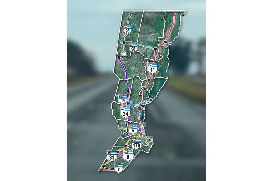 El mapa de rutas nacionales en territorio santafesino que analizó Enrico con autoridades de Obras Públicas de la Nación. Crédito: Gobierno de Santa Fe.
